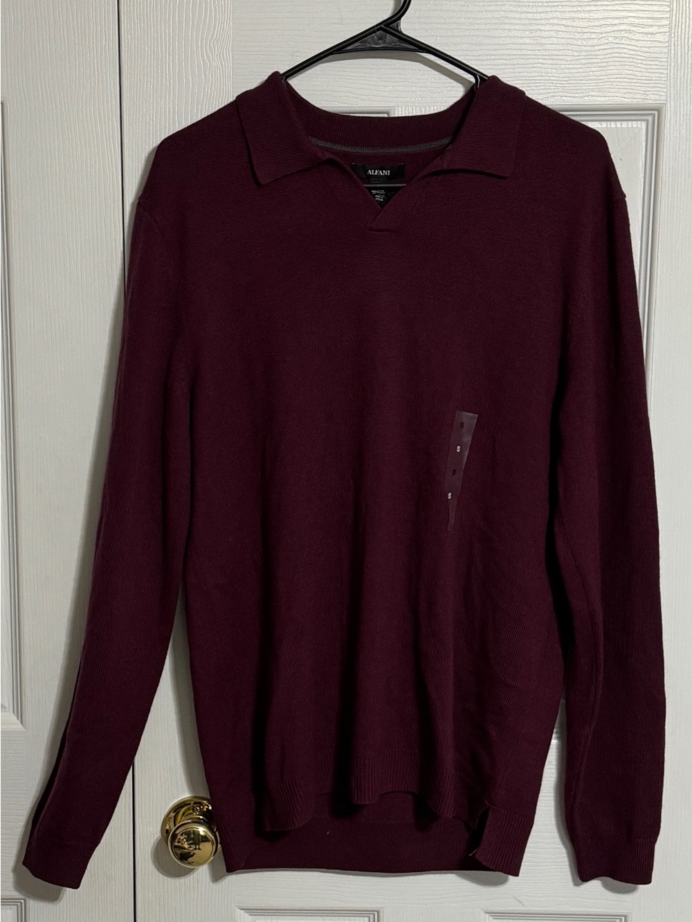 Alfani Men’s Wine V-Neck Polo Sweater